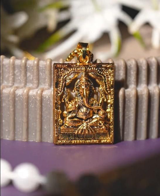 Gold Plated Ganeshji Pendant with Chain